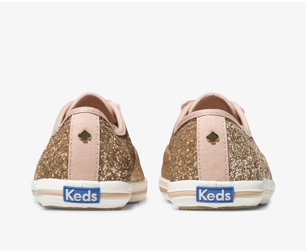 Πανινα Παπουτσια Γυναικεια - Keds Kate Spade New York Champion Glitter - Ροζ Χρυσο Χρωμα - TSMLB0912